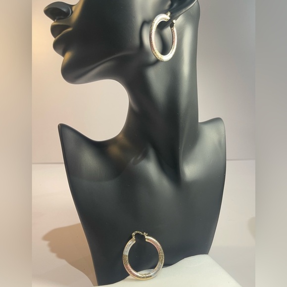 NWOT Tri-Color Hoop Earrings (Rose/Yellow/White Gold Tone) - Picture 2 of 4